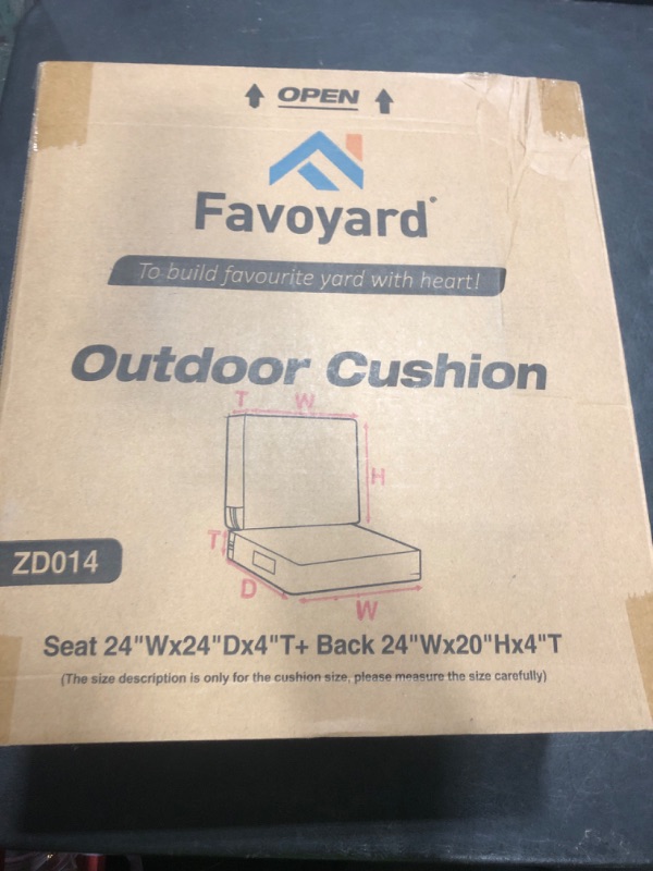 Photo 1 of Favoyard Outdoor Deep Seat Cushion Set, 24 x 24 Inch Rainproof & 3-Year Fade Resistant Patio Furniture Cushions, Removable Seat Bottom & Back Cushion Covers with Ties for Chair, Sofa, Couch, Blue
