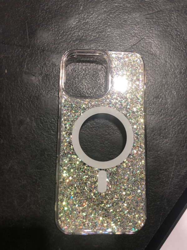 Photo 1 of Bonoma for iPhone 16 Pro Max Case Sparkly Glitter Bling Back, Magnetic Support for MagSafe Shockproof, Crystal and Clear High-Duty Protection for Girls Women-Glitter Crystal