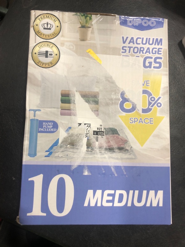 Photo 1 of 10 Pack Medium Vacuum Storage Bags with Hand Pump, 80% Storage Space Saving, Sturdy Leak-Free Space Saver Vacuum Seal Bags for Clothing, Vacuum Compression Bags for Travel Lugggage
