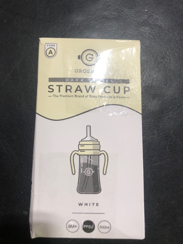 Photo 1 of GROSMIMI Spill Proof no Spill Magic Sippy Cup with Straw with Handle for Baby and Toddlers, Customizable, PPSU, BPA Free 10 oz (White)