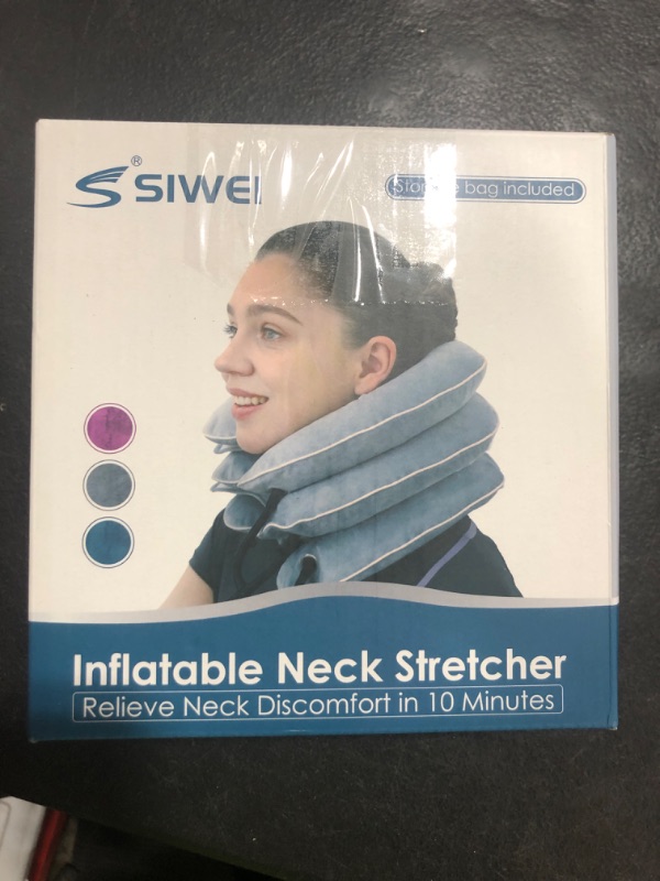 Photo 1 of S Cervical Neck Traction Device for Neck Pain Relief - Inflatable Neck Stretcher Collar for Decompression - Best Home Use Neck Brace Pump (Black Plush)