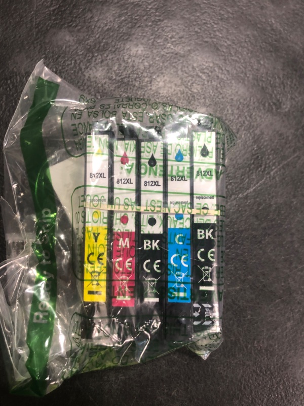 Photo 1 of 812XL Remanufactured for Epson 812XL Ink cartridges Combo Pack for Epson 812 T812 XL for Epson Workforce Pro WF-7840 WF-7820 WF-7310 EC-C7000 Printer 5 Pack 2 Black 1 Cyan 1 Magenta 1 Yellow