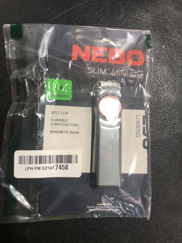 Photo 1 of NEBO SLIM Mini Rechargeable Pocket Light | 250 Lumens, 2 Light Modes, Small Flashlight for EDC & Emergencies, Magnetic Base, Lightweight, Water Resistant & Durable, Includes Charging Cable