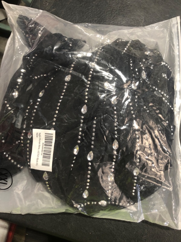 Photo 1 of Nagfar Women Rhinestone Craft Tube Top See Through Long Dress Prom Evening Birthday Party Cocktail New Years(S7021-Black-XXL)