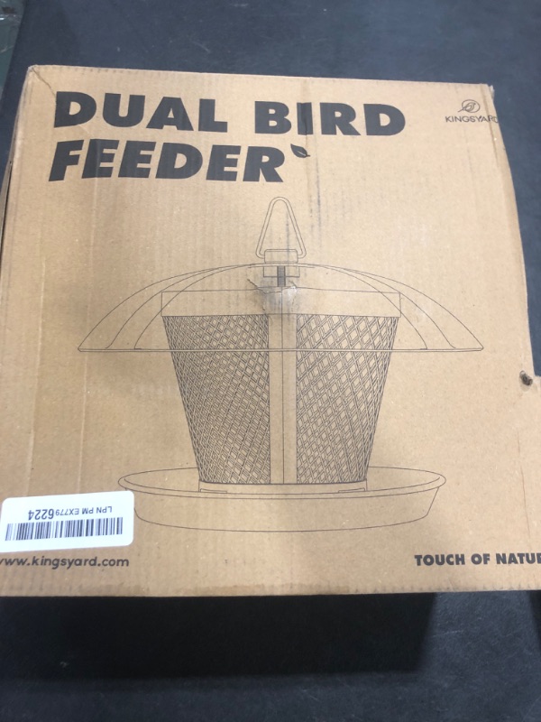 Photo 1 of Kingsyard Bird Feeder for Outside, Dual-Use Metal Mesh Wild Bird Feeder with Weatherproof Dome Dual, 2.5 lbs Seed Capacity for Finch Cardinal