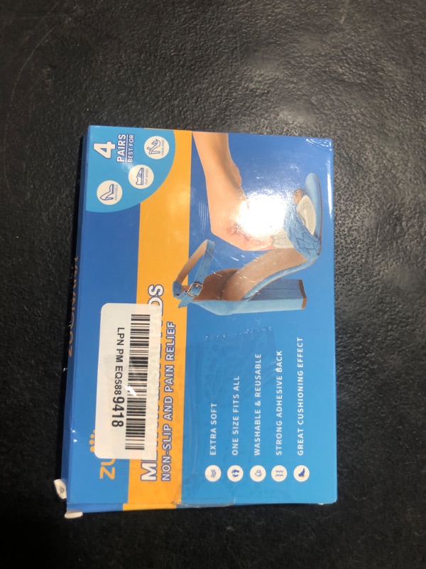 Photo 1 of ZUCNANA Metatarsal Pads for Women - Soft Gel High Heel Insoles, 4 Pairs, Non-Slip Design, Instant Foot Pain Relief, Self-Sticking Back, Fits All Feet Sizes
