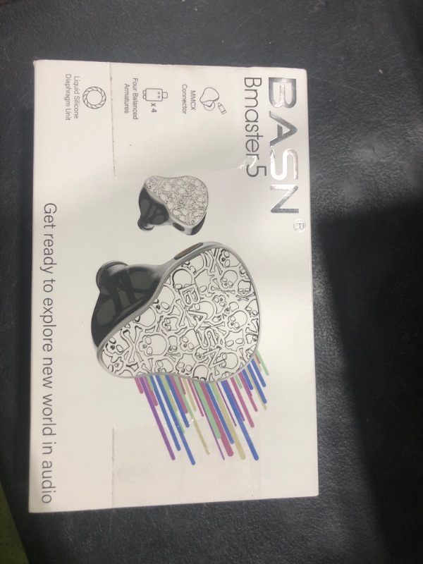 Photo 1 of BASN Bmaster5 in Ear Monitors, 5 Drivers Drummer Headphones with Powerful Bass, Noise Isolation IEM Earbuds with Detachable MMCX Sliver-Plated OFC Cable for Musicians (Midnight Black, MMCX)