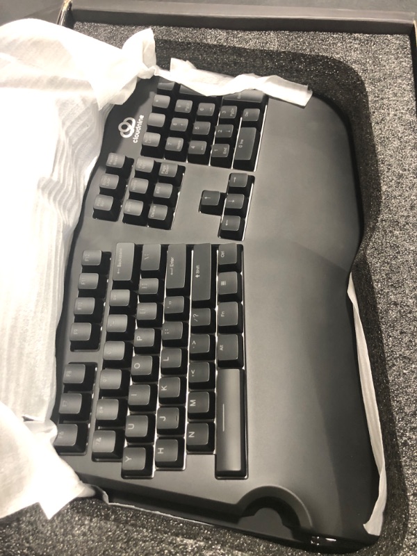 Photo 1 of Cloud Nine C989 Ergonomic Mechanical Keyboard for PC - Kailh Linear Red Switches - RGB Light Up LED Backlit with USB - Ergo Split Key Board with Macro