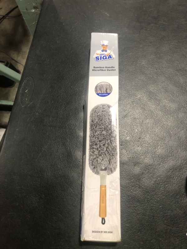 Photo 1 of MR.SIGA Lint Free Microfiber Duster, Washable and Reusable Duster with Bamboo Handle and Replaceable Head, Duster for Household Cleaning
