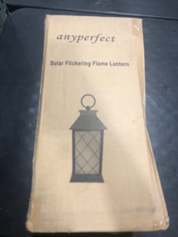 Photo 1 of anyperfect 18" Solar Lanterns Outdoor Waterproof, Glass Solar Flickering Flame Lantern Large Hanging Solar Lantern Metal Decorative for Patio Garden Backyard Outside Tabletop Mothers Day Gifts Mom