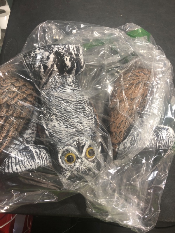 Photo 1 of 3-Pack Owl Decoys for Bird Deterrent - Weatherproof Bird Repellent Devices for Outdoor Use - Plastic Owls to Scare Birds Away and Control Garden Pests
