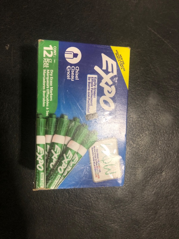 Photo 1 of EXPO Low Odor Dry Erase Markers Chisel Tip Green 12 Count