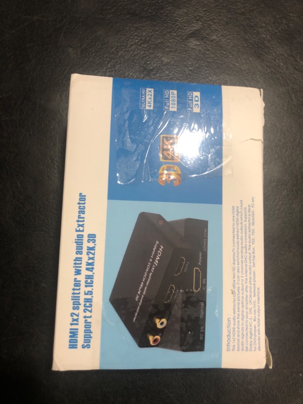 Photo 1 of Tendak 1X2 HDMI Splitter 4K@30Hz with Audio Extractor, HDMI to Optical and R/L Audio Output, Compatible with PS5/4/3 Blu-Ray Player Fire Stick HD TV Projector