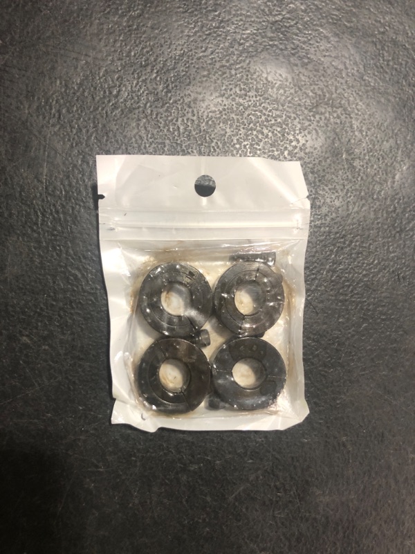Photo 1 of (4-Pack) Shaft Collar 1/2" Bore, 1045 Steel Double Split Clamp-On Shaft Collars Style, 1-1/8" OD, 13/32" Thickness, with M4 Set Screws