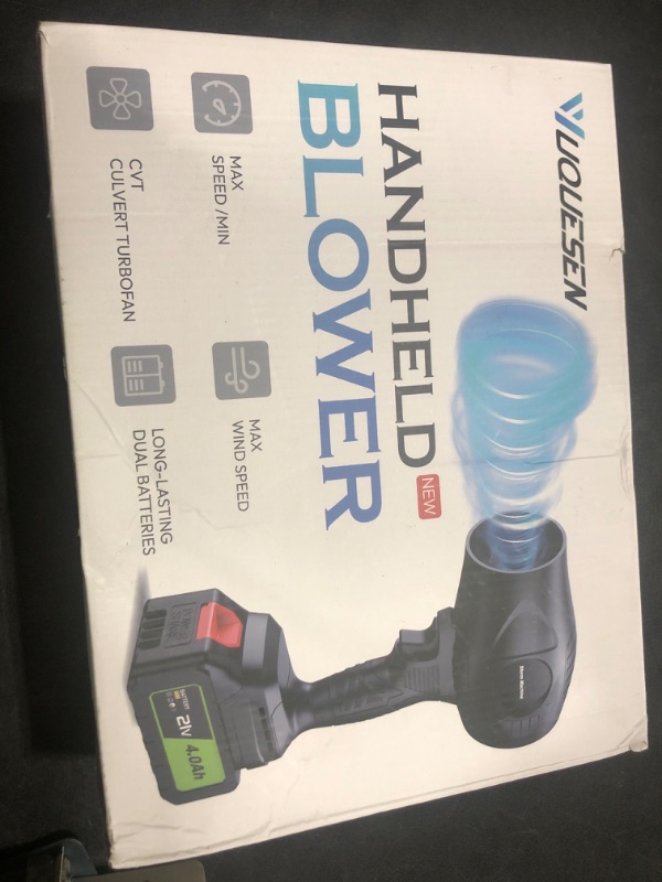 Photo 1 of Cordless Leaf Blower, 600000RPM Handheld Leaf Blower with 2 X 4.0Ah Batteries & Charger, Lightweight Leaf Blowers for Patio Cleaning, Lawn Care, Leaves, Dust