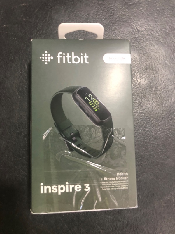 Photo 1 of Fitbit Inspire 3 Health &-Fitness-Tracker with Stress Management, Workout Intensity, Sleep Tracking, 24/7 Heart Rate and more, Midnight Zen/Black One Size (S & L Bands Included)