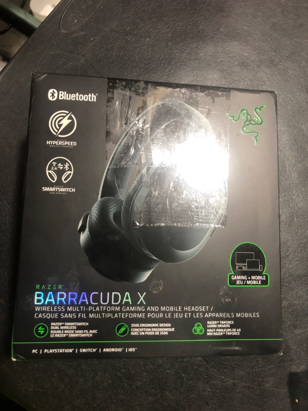 Photo 1 of Razer Barracuda X Wireless Gaming & Mobile Headset (PC, PlayStation, Switch, Android, iOS): 2.4GHz Wireless + Bluetooth - Lightweight - 40mm Drivers - Detachable Mic - 50 Hr Battery - Black