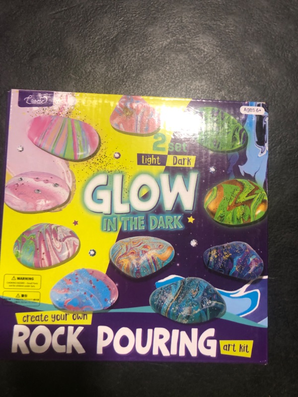 Photo 1 of 2 in 1 Rock Painting Art Kit - Glow in The Dark Pouring Rock Kit - Arts and Crafts for Kids Girls & Boys Ages 6-8, 8-12, Craft Paint Kits Creative Toys, Art Supplies Birthday Gift for Kids