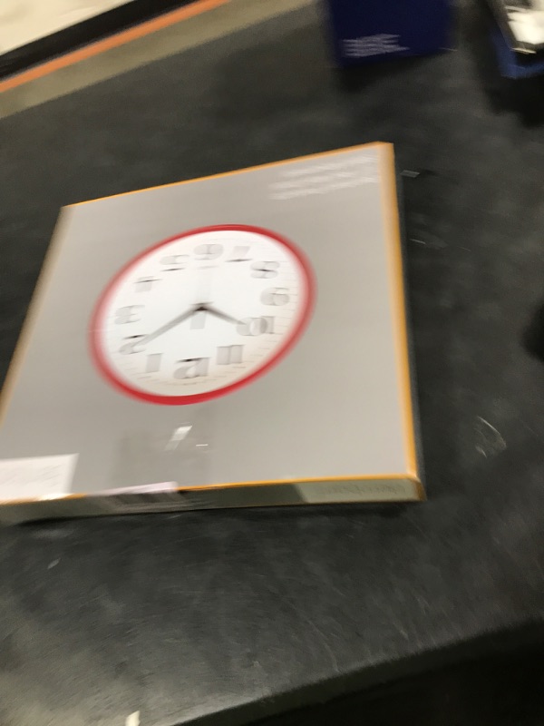 Photo 1 of Bernhard Products Red Wall Clock Silent Non Ticking - 12 Inch Quality Quartz Battery Operated Round Easy to Read