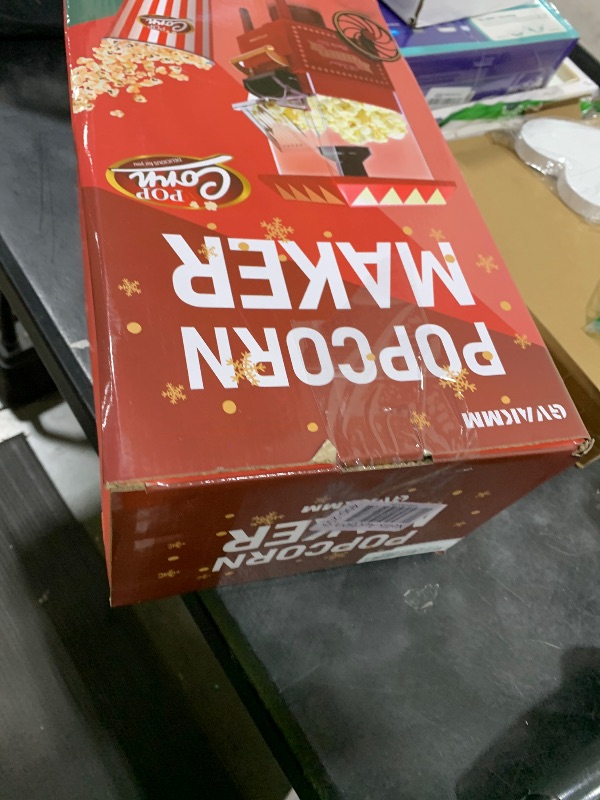 Photo 1 of TOP OF MACHINE IS MISSING -------------------------------------------GVAKMM Popcorn Machine, Hot Air Popcorn Maker Kit Gift Box, Portable Home Popcorn Popper Machine, 10-Cup,Oil-Free,Retro Style,Compact and Cute