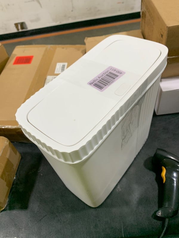 Photo 1 of UUJOLY Small Bathroom Trash Can Wastebasket Plastic Garbage Can Container Basket Trash Bin for Kitchens Bathrooms, Laundry Room, Offices, Kids Rooms, Dorms, White, 3.2 Gallon