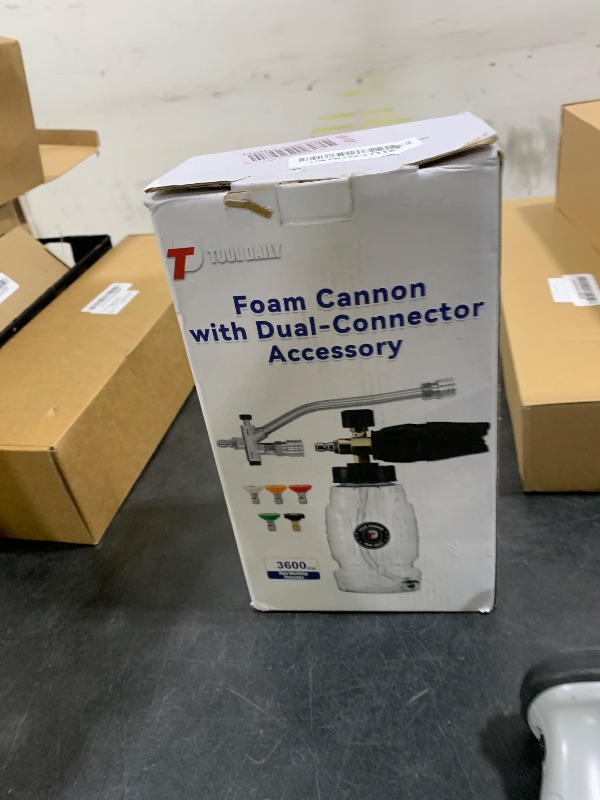 Photo 1 of Tool Daily Pressure Washer Foam Cannon with Dual Connector Accessory, Double Tip Attachment for Soap Cannon, 5 Power Washer Nozzle Tips, 1/4” Quick Connect
