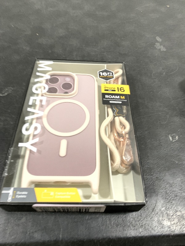Photo 1 of MAGEASY Case for iPhone 16 Pro 6.3" - Case with Crossbody Strap, 16ft Drop Protection, Compatible with MagSafe | Roam M (Rosé)