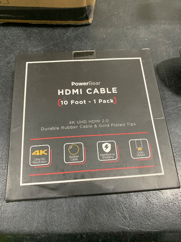 Photo 1 of PowerBear 4K HDMI Cable 10 ft | High Speed, Rubber & Gold Connectors, 4K @ 60Hz, Ultra HD, 2K, 1080P, & ARC Compatible for Laptop, Monitor, PS5, PS4, Xbox One, Fire TV, Apple TV & More…