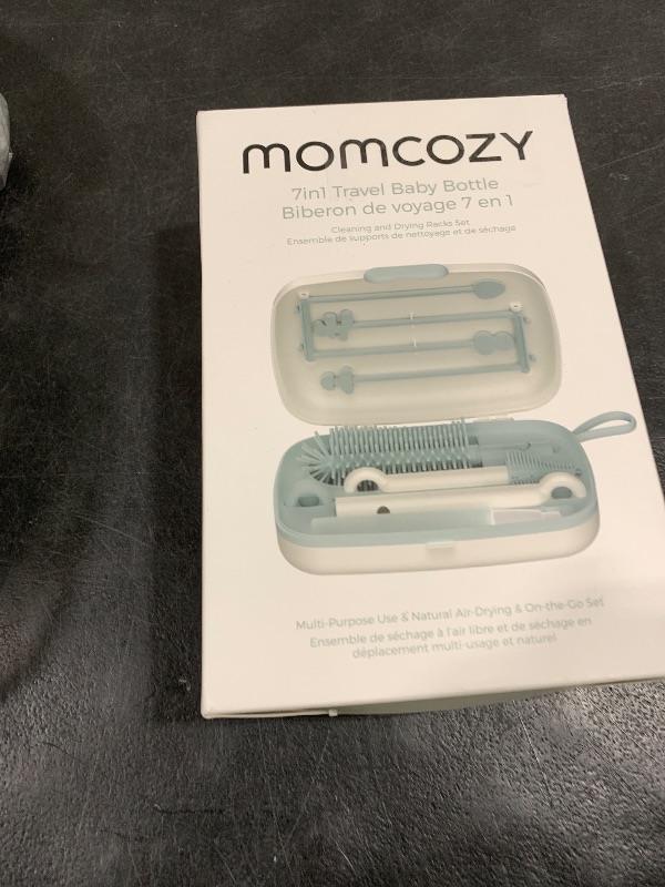 Photo 1 of Momcozy Bottle Brush Set - Baby Bottle Cleaner Kit with Silicone Brush, Nipple Brush, Straw Brush, Soap Dispenser, Drying Rack - 7 in 1 Bottle Cleaning Tool for Home and Travel