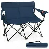 Photo 1 of Costway 2-Person Outdoor Folding Loveseat with Cup Holders Armrests Carrying Bag