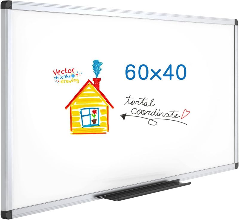 Photo 1 of VIZ-PRO Dry Erase Board/Magnetic Whiteboard, 60 X 40 Inches, Silver Aluminum Frame