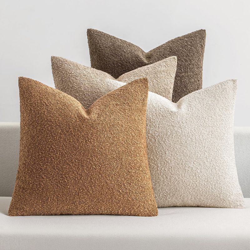 Photo 1 of MIULEE Pack of 4 Decorative Textured Boucle Throw Pillow Covers 20x20 Inch Neutral Blue Accent Solid Pillow Cases Couch Cushion Covers for Modern Farmhouse Boho Chair Sofa Bed Livingroom Home Decor