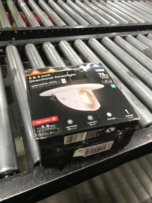 Photo 1 of Feit Electric 5-6 inch LED Directional Recessed Downlight, 9.4W (75W Equivalent), 2700K–5000K Selectable Colors, Dimmable, 850 Lumen, 50,000-Hour Lifetime, LEDR56SCP/6WYCA