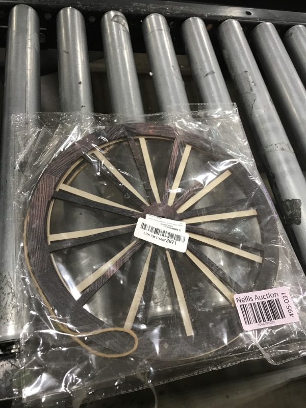 Photo 1 of iMagitek 2 Pack 12Inch Wooden Wagon Wheel Decor Vintage Old Western Decor Farmhouse Hanging Decorative Wheels for Garden Home Bar Garage