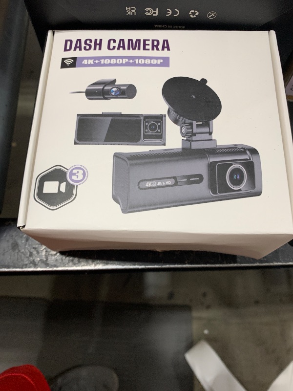 Photo 1 of 3 Channel 5G WiFi Dash Cam, 4K+1080P+1080P Dash Cam Front and Rear Inside with 64GB Card, 3.16” IPS Screen, G-Sensor, Loop Recording, Parking Monitor, 170° Wide Angle, IR Night Vision, WDR, Silver
