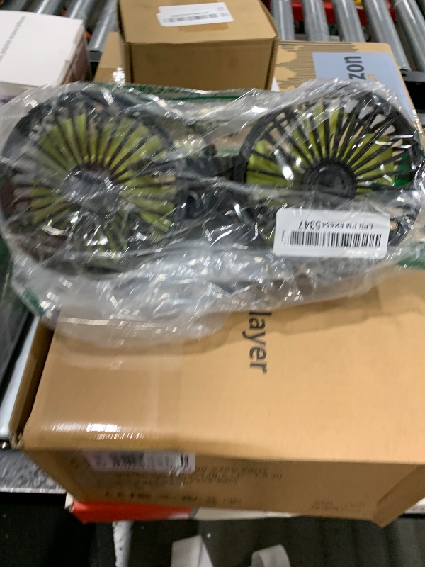 Photo 1 of Hayousui USB Car Cooling Fans for Backseat: Dual Head Car Fan for Kids 3 Speeds 360° Rotatable Vehicle Rear Headrest Fans 5V Powerful Electric Air Circulation Fan for Sedan SUV RV Truck (USB Plug)