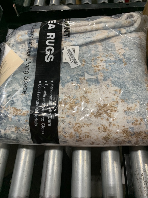 Photo 1 of 5x7 Area Rugs Washable Rug: Living Room Large Abstract Modern Soft Stain Resistant Indoor Floor Non Slip Accent Carpet for Bedroom Nursery Playroom Dining Room Office Dorm Home- Light Blue