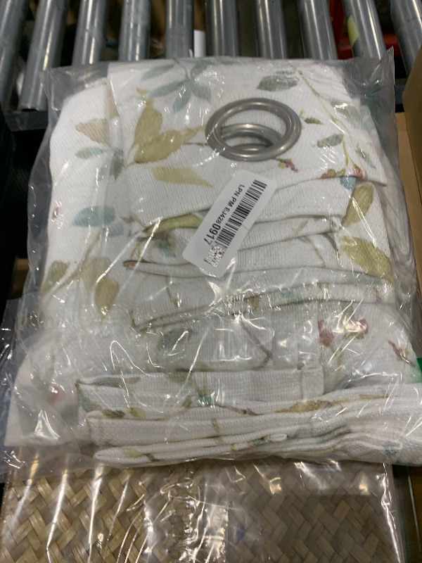 Photo 1 of OWENIE Floral Kitchen Curtains 36 Inch Length Tier 2 Panels Set, Light Filtering Linen Blend Textured Printed Grommet Small Short Half Curtains for Bedroom Living Room Bathroom, Each 38"Wx36"L, 2 PCS