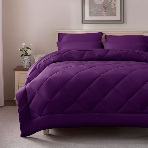 Photo 1 of Full Size Comforter Set - 7 Pieces Navy Bed in a Bag Full Bed Set All Soft Bedding Sets