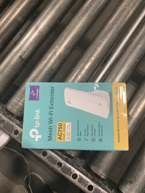 Photo 1 of TP-Link WiFi Extender with Ethernet Port, Dual Band 5GHz/2.4GHz, Up to 44% More Bandwidth Than Single Band, Covers Up to 1200 Sq.ft and 30 Devices, Signal Booster Amplifier Supports OneMesh(RE220)