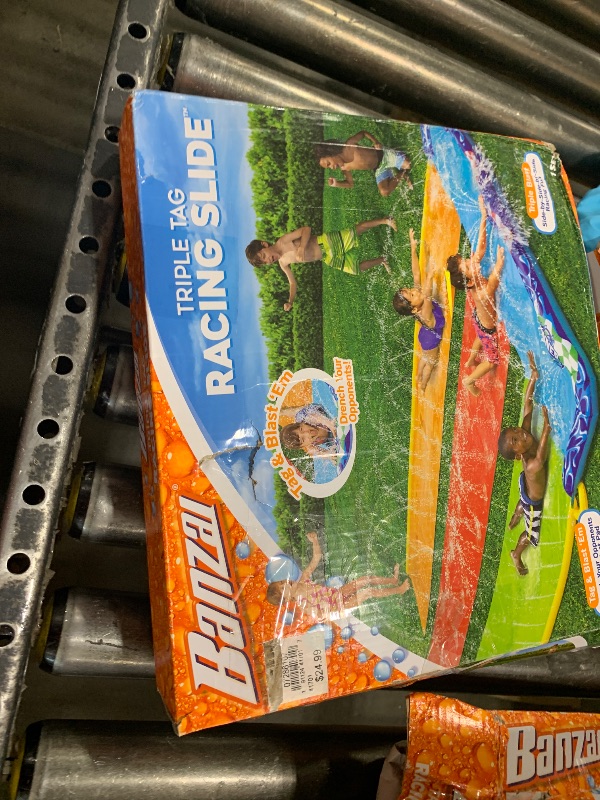Photo 1 of BANZAI 16 Feet Triple Tag Racing Water Slide - Side-by-Side-by-Side Racing Fun!