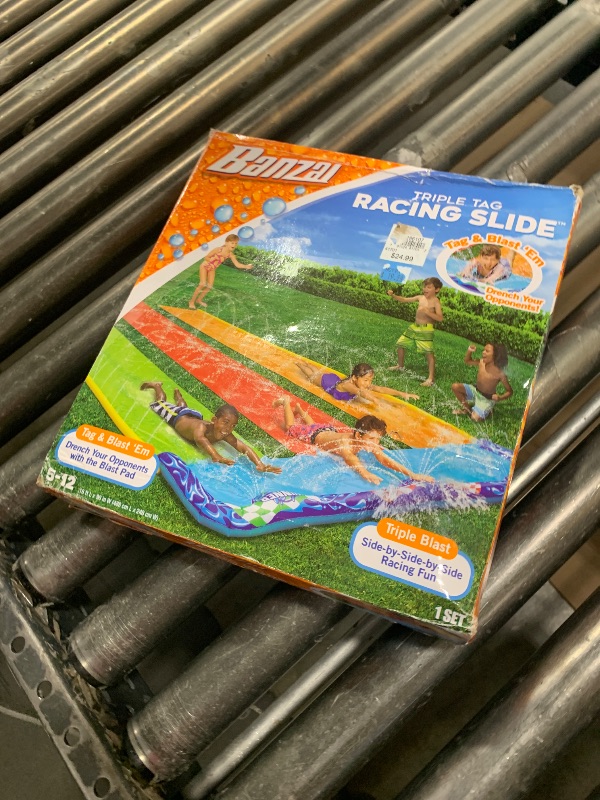 Photo 1 of BANZAI 16 Feet Triple Tag Racing Water Slide - Side-by-Side-by-Side Racing Fun!