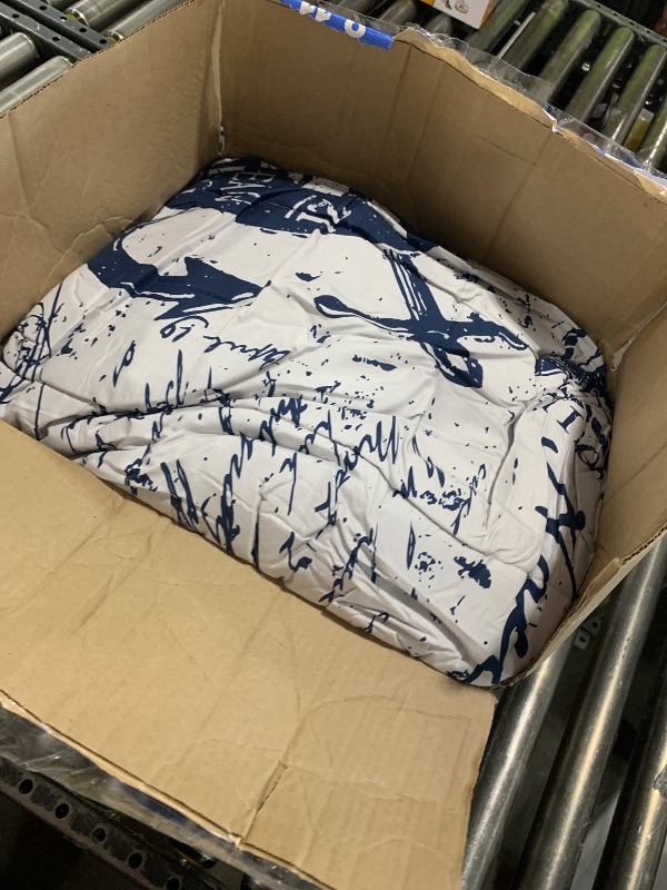 Photo 1 of Pamnest Comforter Set Queen Size, Nautical Anchor Sailor Grey 7 Pcs Bedding for Kids and Adults, Ocean Vintage Sea Bed Sheet Sets with Fitted Sheet 2 Pillowcases & 2 Shams for Bedroom Bed Decor