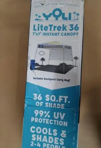 Photo 1 of Yoli LiteTrek 36 7' x 7' Instant Striped Canopy with Backpack
