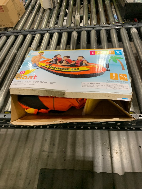 Photo 1 of INTEX 58332EP Explorer 300 Inflatable Boat Set: Includes Deluxe Boat Oars and Mini Hand Pump 