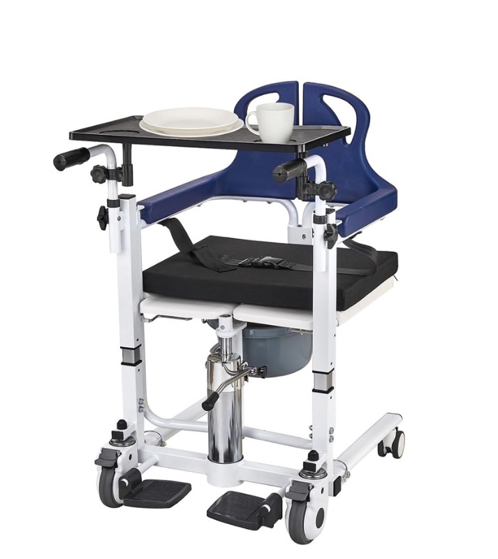 Photo 1 of Patient Transfer Lift Chair, 350 lb Capacity, 180° Split Seat, Hydraulic Commode Wheelchair for Elderly, Bed to Toilet