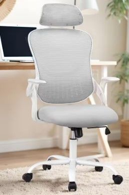 Photo 1 of Gray Office Chair Ergonomic Desk Task Mesh Chair 