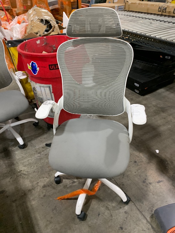 Photo 1 of Gray Office Chair Ergonomic Desk Task Mesh Chair 