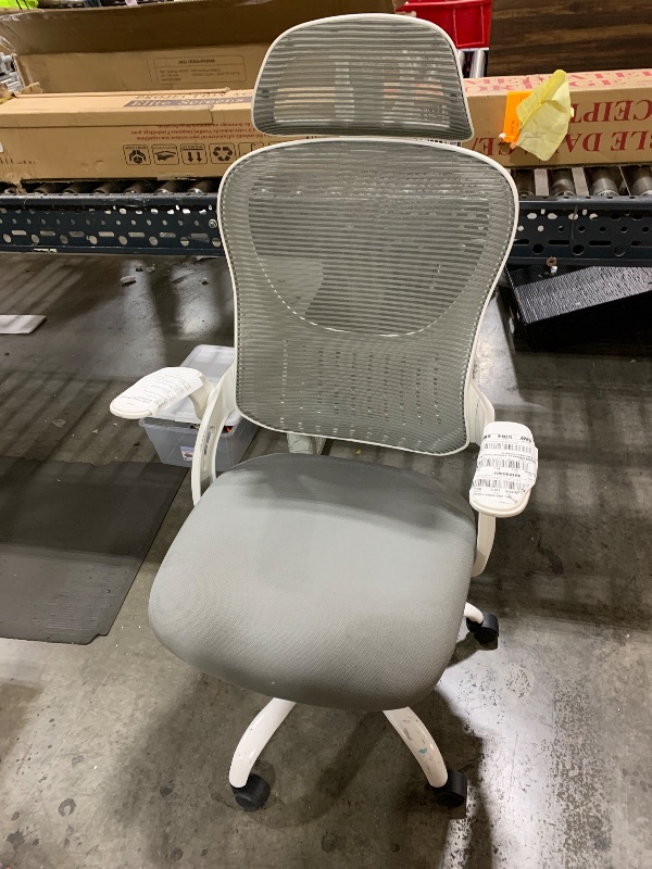 Photo 1 of Gray Office Chair High Back Ergonomic Mesh Desk Chair with Padding Armrest