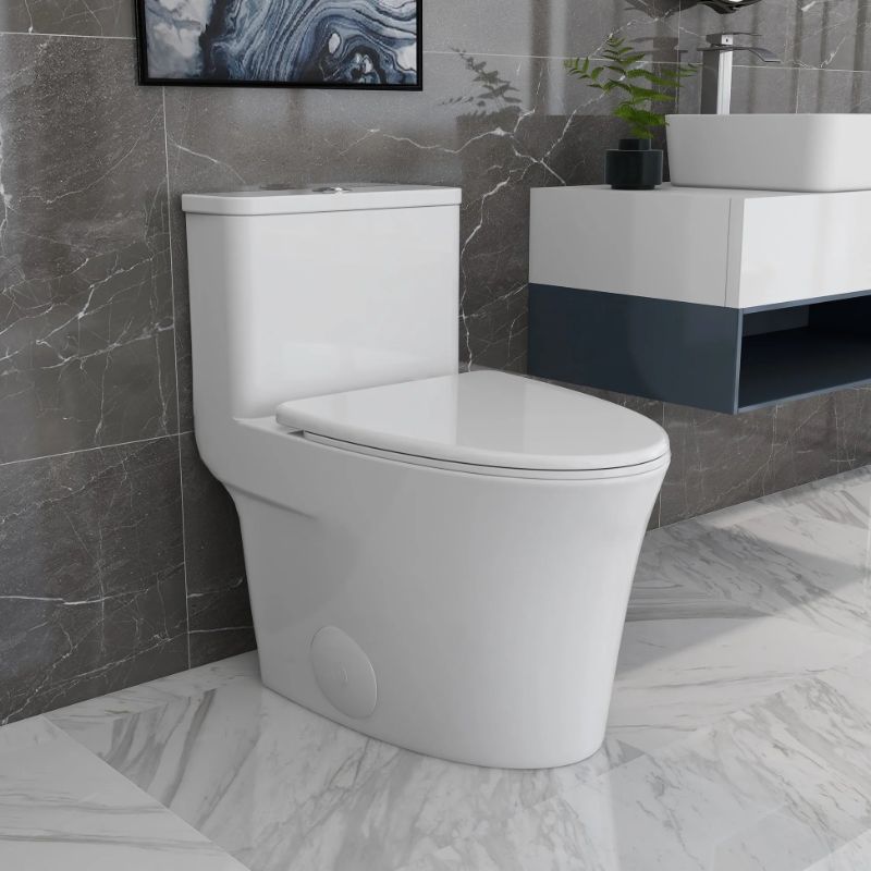 Photo 1 of SYMMETRY One-Piece Elongated Toilet, 1.28 GPF Single-Flush